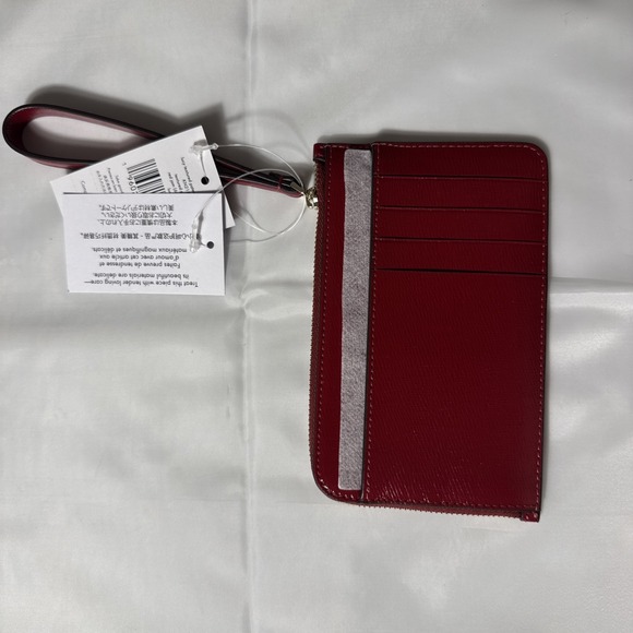 Kate Spade Lucy Medium L-Zip Saffiano Leather Wristlet Red Jam KN215